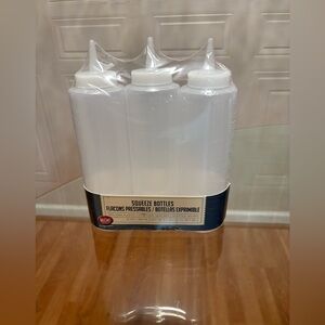Tablecraft 12 oz Clear Widemouth Squeeze Bottle 3-Pack